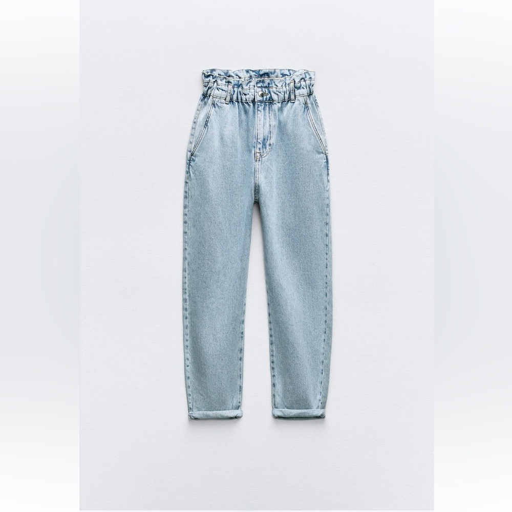 Zara High-Waisted Paperbag Baggy Jeans, Size 8 (NWT)